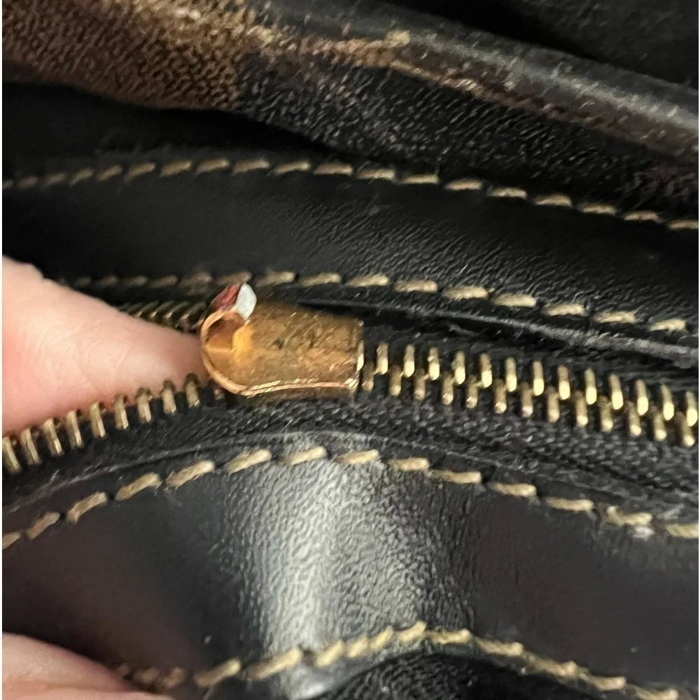 FENDI VINTAGE ITALIAN LEATHER PENGUIN STRIPED PURSE TOTE - Picture 10 of 15